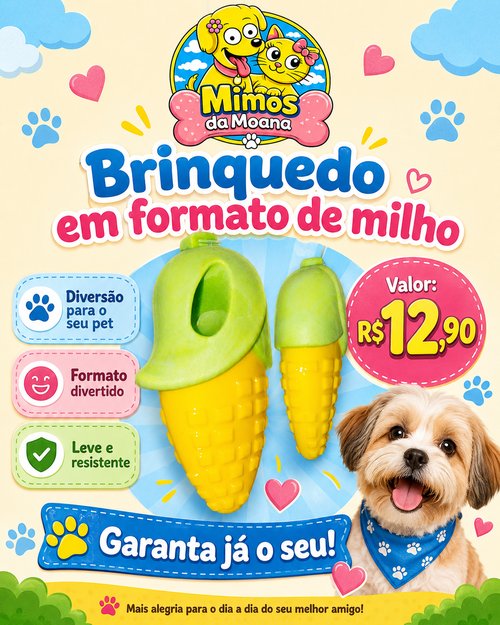 Brinquedo para pet em formato de milho