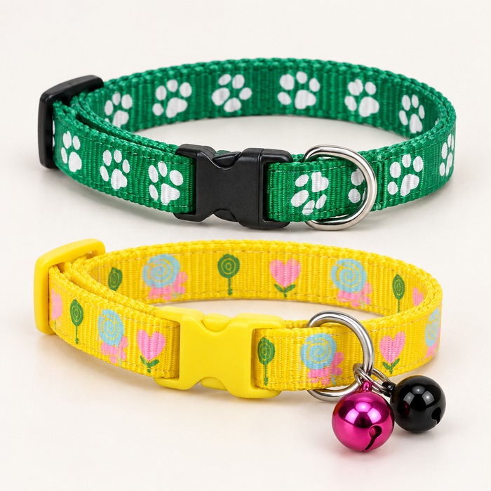 Coleira para pet ajustável, estampas variadas, ideal para gato
