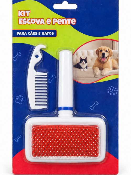 Kit escova e pente para cães e gatos