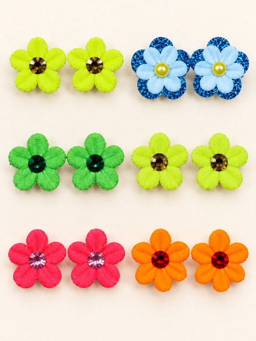 Laços adesivos para pet em formato de flor, cores variadas