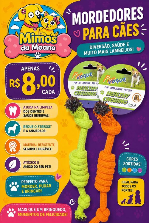 Mordedor de corda Petvogue para cães, cores sortidas