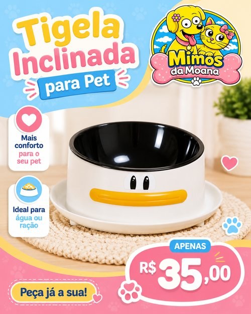 Tigela inclinada para pet, ideal para água ou ração